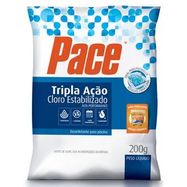 Tablete pastilha de cloro tripla ação 200g pace