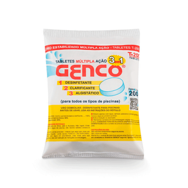 Tablete pastilha de cloro 3 em 1 multi ação 200 g genco