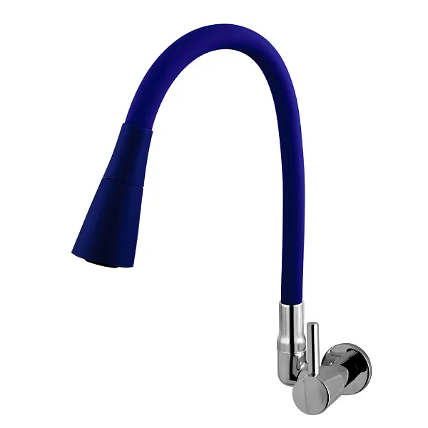 Torneira cozinha bica móvel flexível azul kimetais