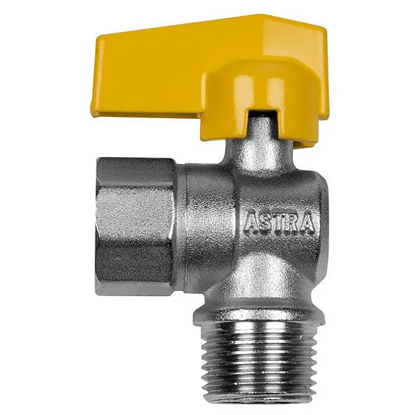 Registro válvula de gás esfera rosca macho/fêmea 90° X 1/2" astra