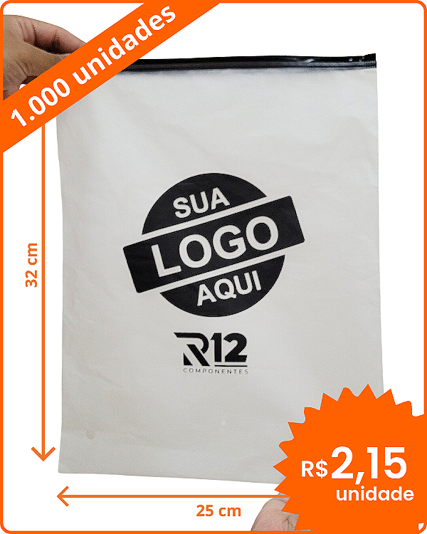 Zip Lock 25x32cm Transparente - Personalizado - 1.000 Unidades