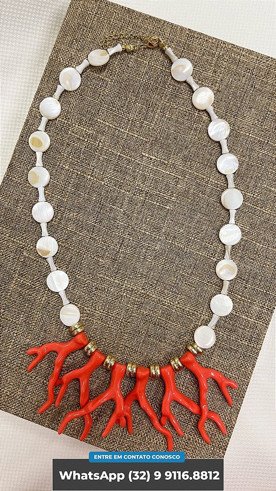 CORDÃO CORAL COM MADREPÉROLA
