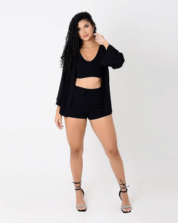 PIJAMA  LINHO SHORT E CARDIGAN