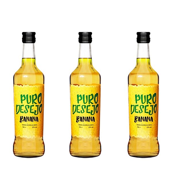Combo 3 garrafas Bebida Alcóolica Mista Puro Desejo - Banana