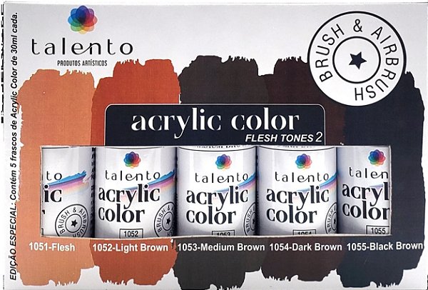 Tinta Acrílica Talento KIT FLESH TONES 2 - 5 CORES