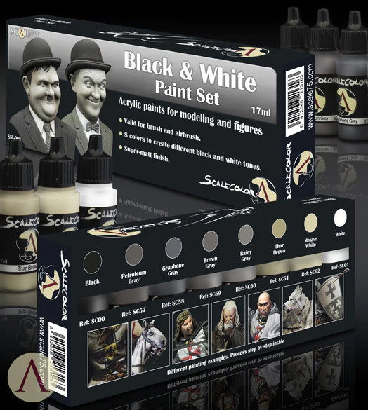 Set de Tintas Acrílicas ScaleColor - Black & White - Scale75 - 8x 17ml