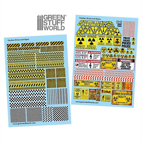 Waterslide Decals - Caution Strips and Signs