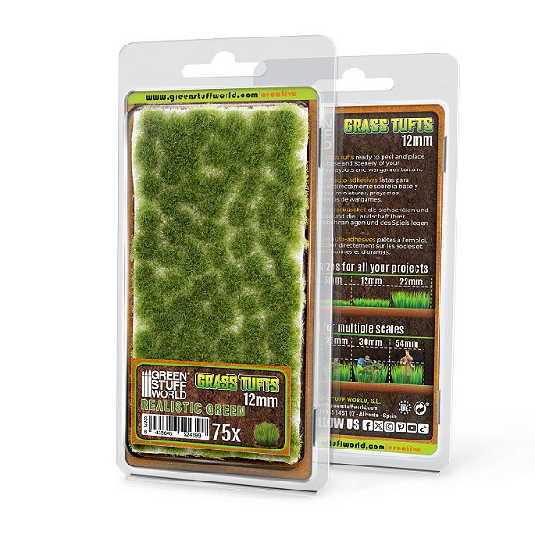 Static Grass Tufts 12 mm - Realistic Green