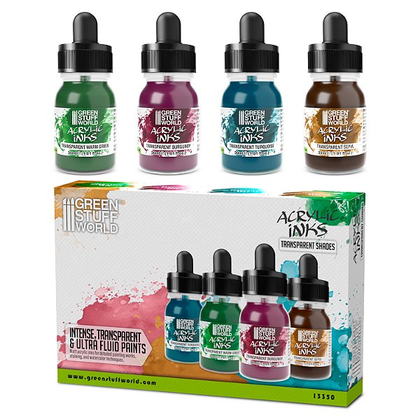 Acrylic Inks Set — Transparent Shades — 4 colors