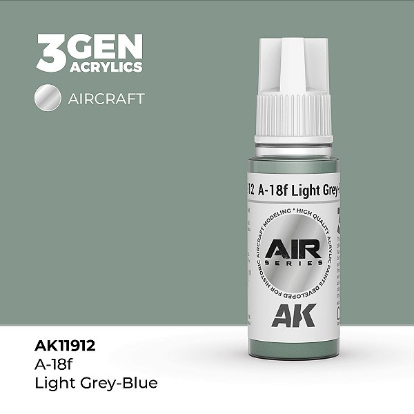 Tinta Acrílica AK Interactive 3GEN AIR A-18F Light Grey-Blue 18ml