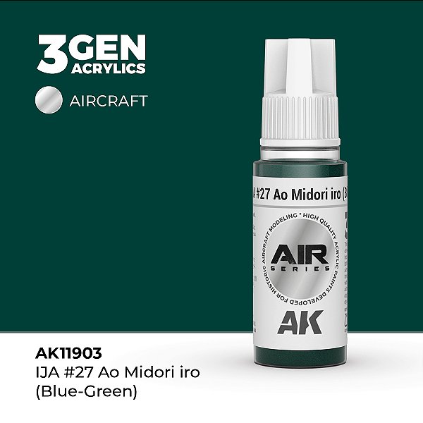 Tinta Acrílica AK Interactive 3GEN AIR IJA #27 Ao Midori Iro (Blue-Green) 18ml