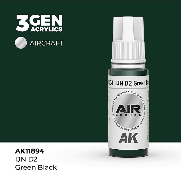 Tinta Acrílica AK Interactive 3GEN AIR IJN D2 Green Black 18ml