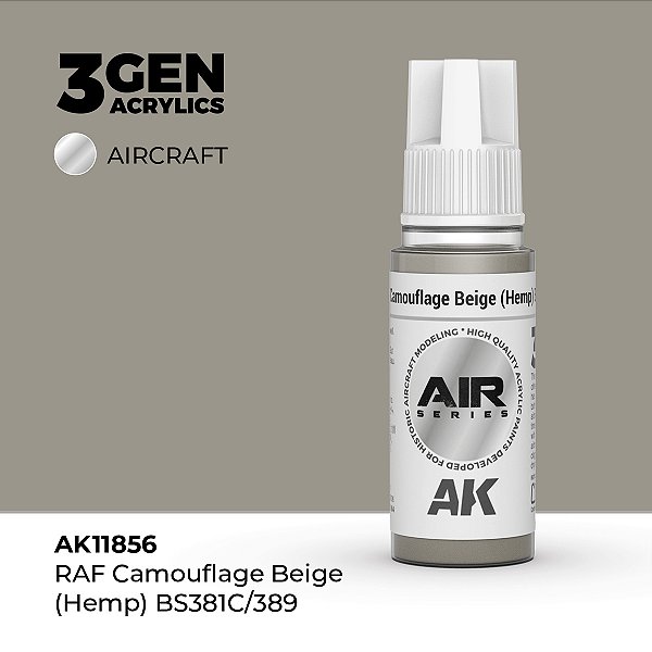 Tinta Acrílica AK Interactive 3GEN AIR RAF Camouflage Beige (Hemp) BS381C/389 18ml