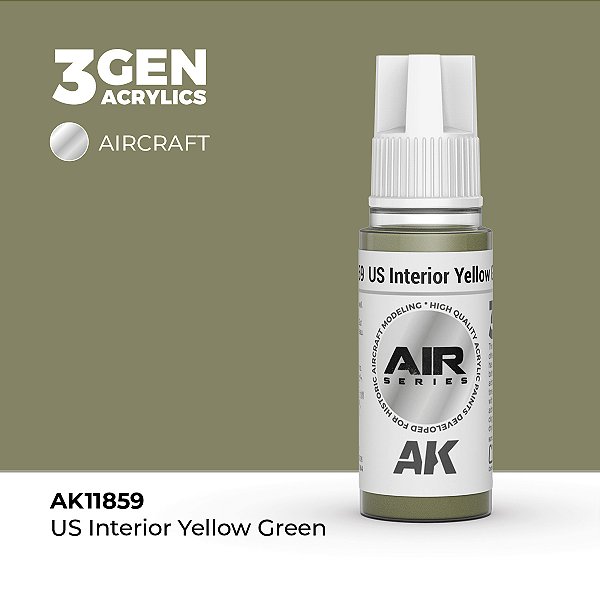 Tinta Acrílica AK Interactive 3GEN AIR US Interior Yellow Green 18ml