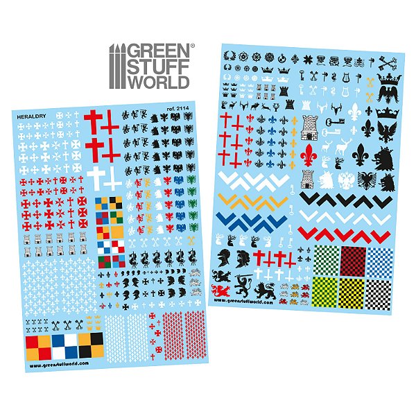 Waterslide Decals — Heraldry — 2 A5 sheets