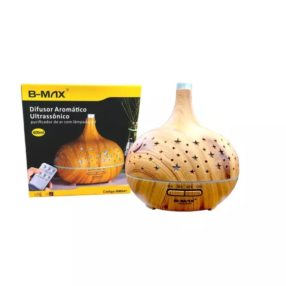 DIFUSOR AROMATICO ULTRASSONICO COM CONTROLE REMOTO E LAMPADA LED - 400ML - FONTE DE ALIMENTACAO - (D-24050) ENTRADA: 100