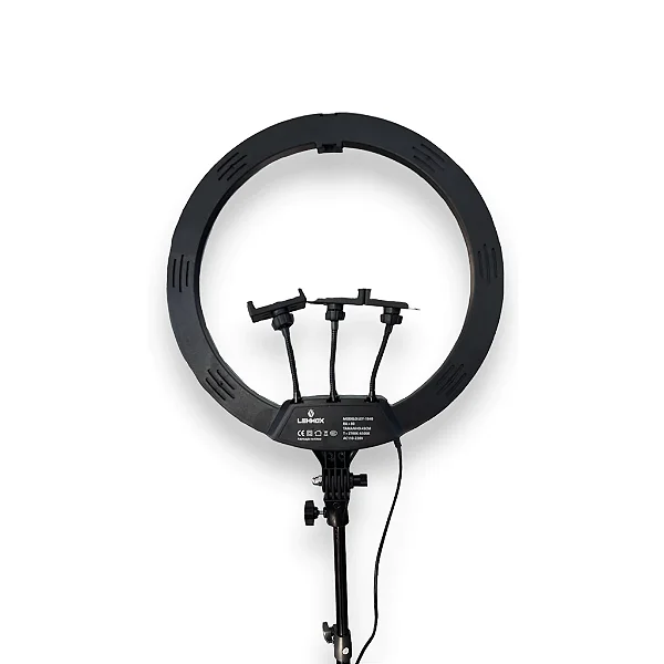 RING LIGHT DE 18 POLEGADAS COM 3 SUPORTES DE CELULAR E TRIPÉ 2,10M LEY-1940