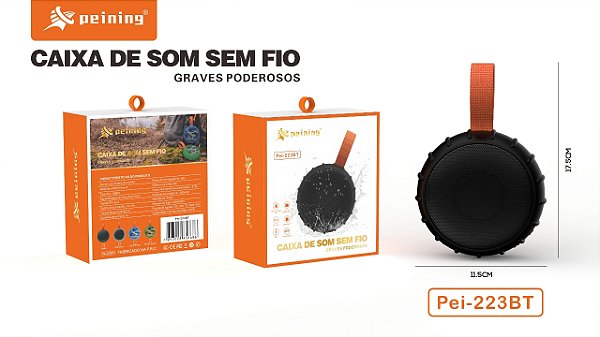 CAIXA DE SOM REDONDA POTENTE PEINING PEI-223BT