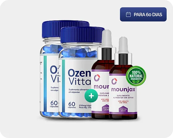 OzenVitta 60 Cápsulas 2 Potes + Mounjax Gotas 2 Frascos