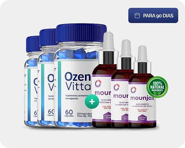OzenVitta 60 Cápsulas 3 Potes + Mounjax Gotas 3 Frascos