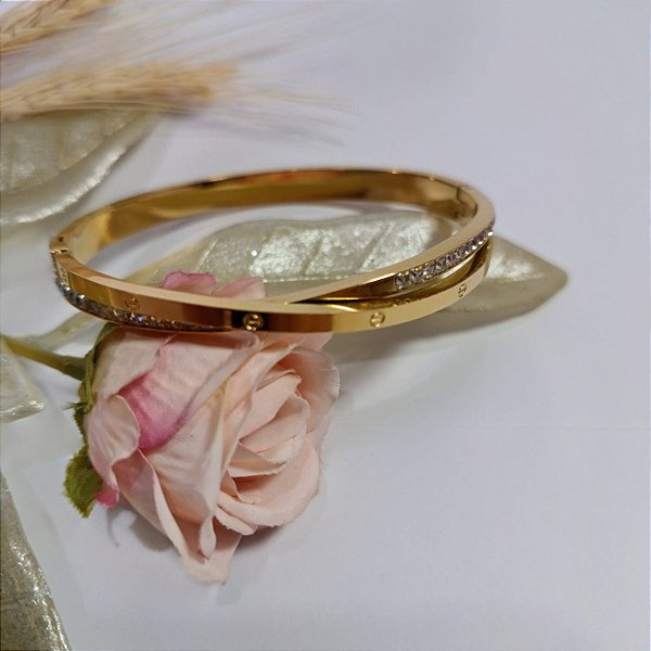 Bracelete cruzado  com zircônia