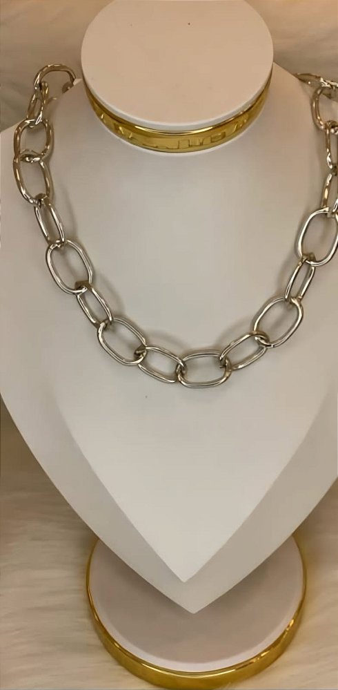 Colar corrente no banho de ródio branco