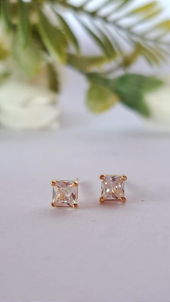 Brinco pequeno quadrado no banho de ouro 18 k