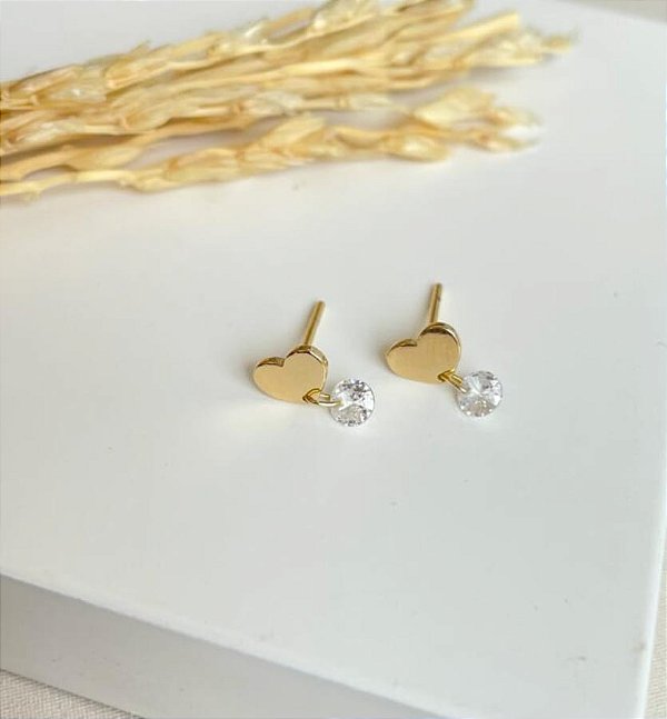 Brinco base coração e zircônia