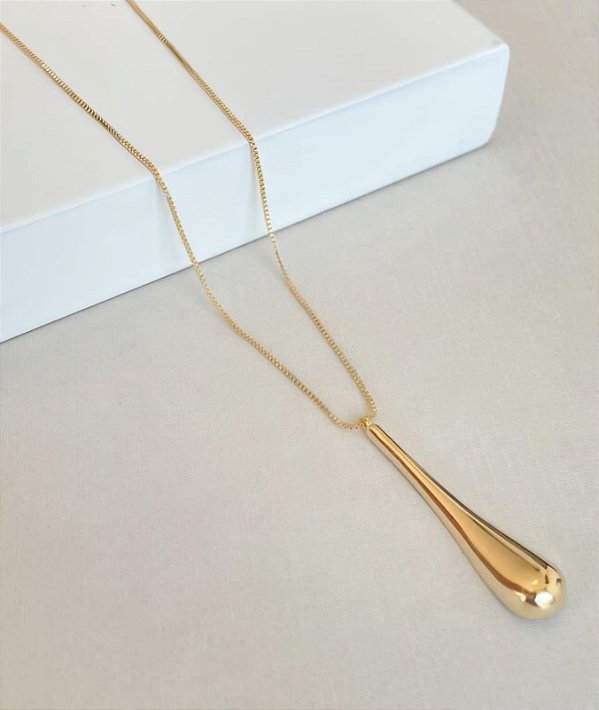 Colar gota alongada 80 cm