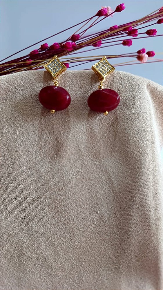 Brinco losango com cristais