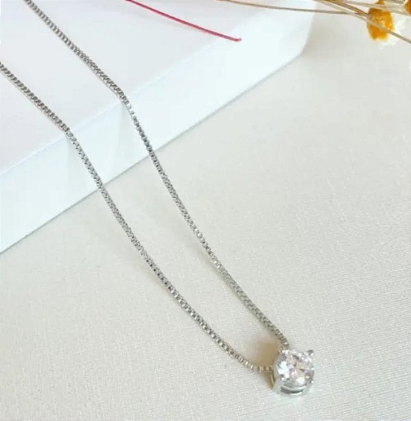 Gargantilha ponto de luz em ródio