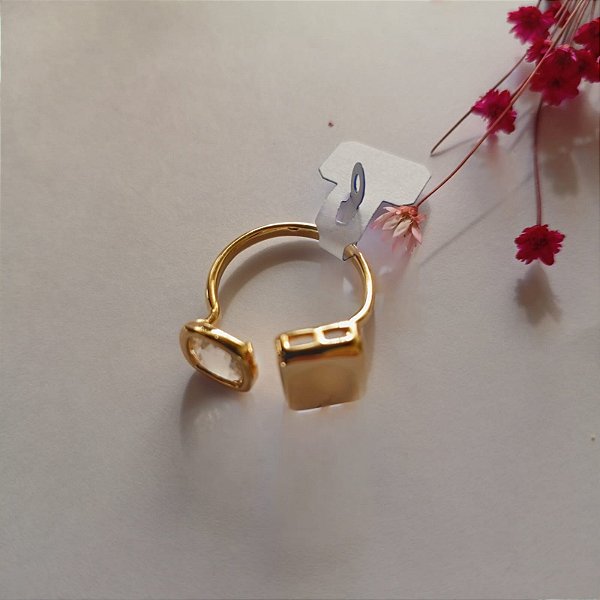 Anel regulável retangular transparente