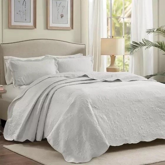 Cobre Leito Colcha King Milão 3 Peças Dupla Face - Branco