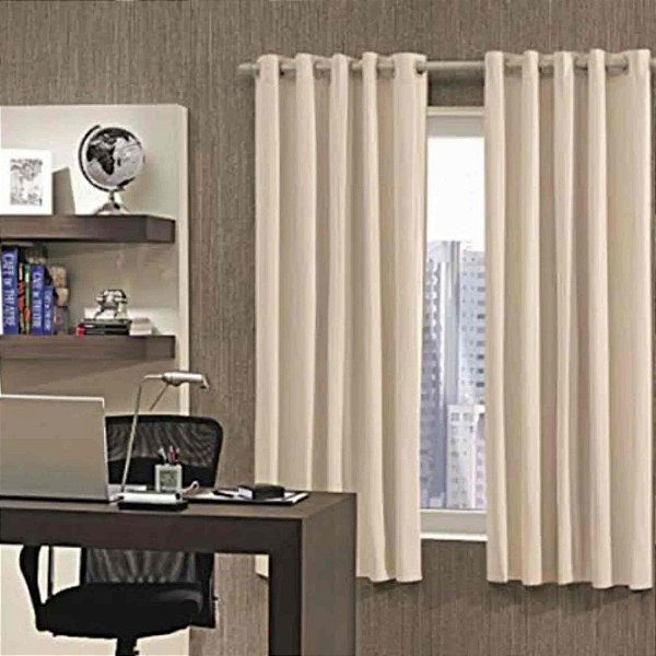 Cortina Pratika de Voil com Blackout 240x160cm para Varão Bella Janela Lisa Marfim