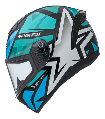 Capacete Peels Spike 2 Novo 1st Preto Brilho / Verde Água
