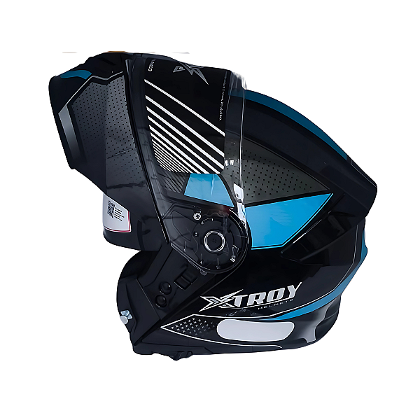 Capacete EBF XTroy MSV RMC Articulado Preto / Azul Com Óculos Interno