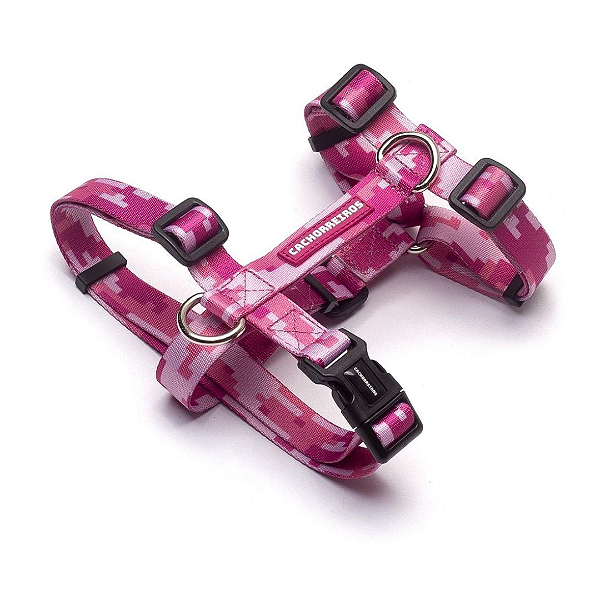 Peitoral H para cachorros Camuflado Rosa