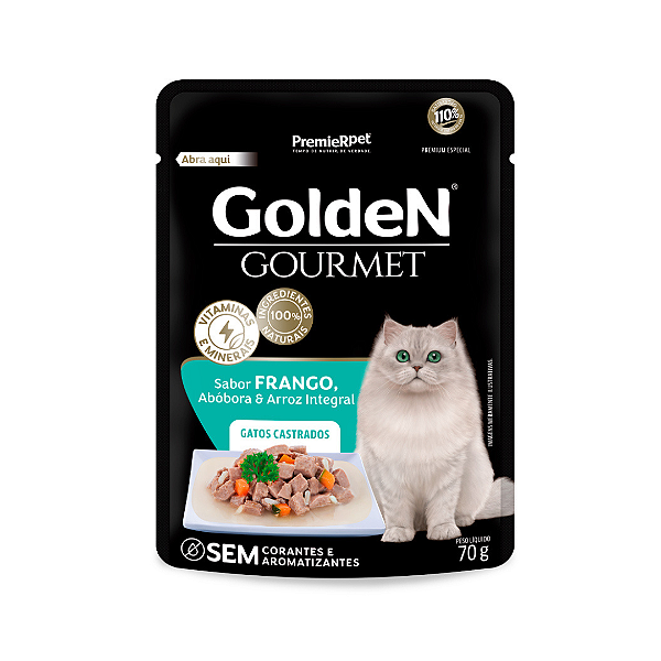 Ração Úmida Golden Gourmet para Gatos Castrados Sabor Frango- 70g