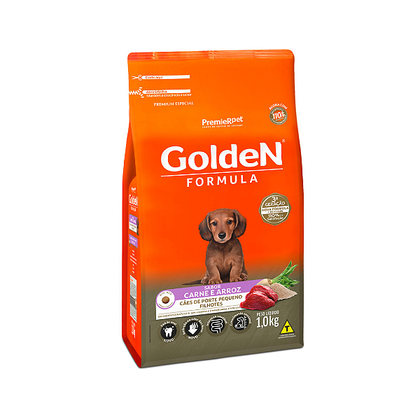 Ração Golden Fórmula Mini Bits para Cães Filhotes de Porte Pequeno Sabor Carne e Arroz-1 Kg