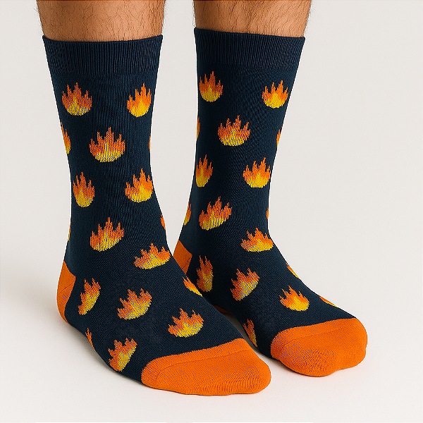 Meia Divertida Masculina Fogo