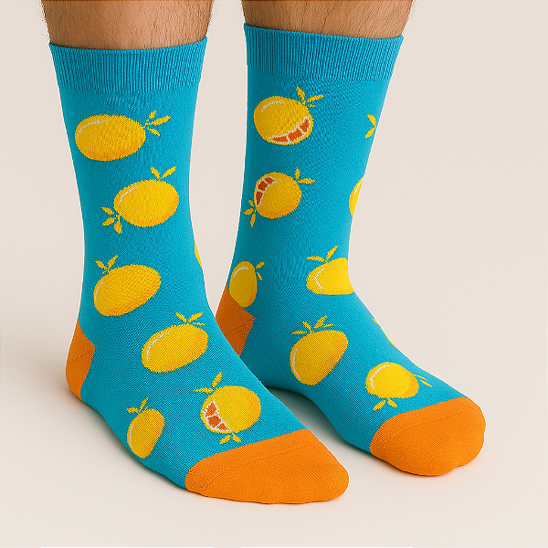 Meia Divertida Masculina Laranjas