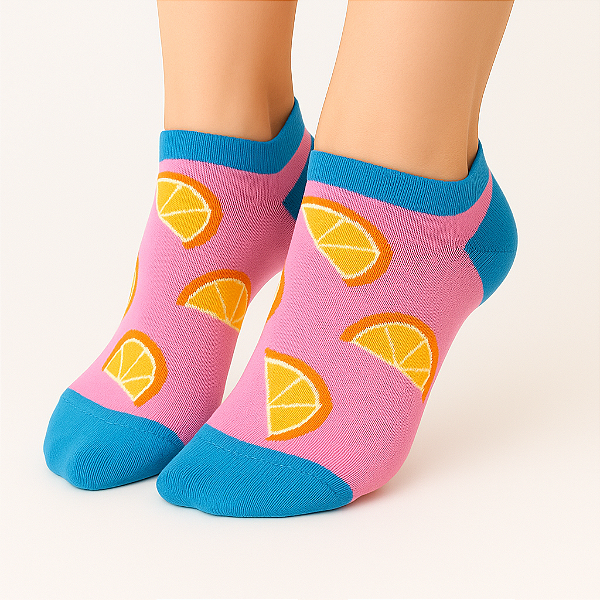 Meia Divertida Feminina Laranja