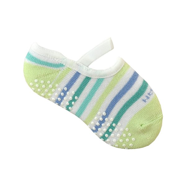Meia com Antiderrapante Infantil | Listras Verde