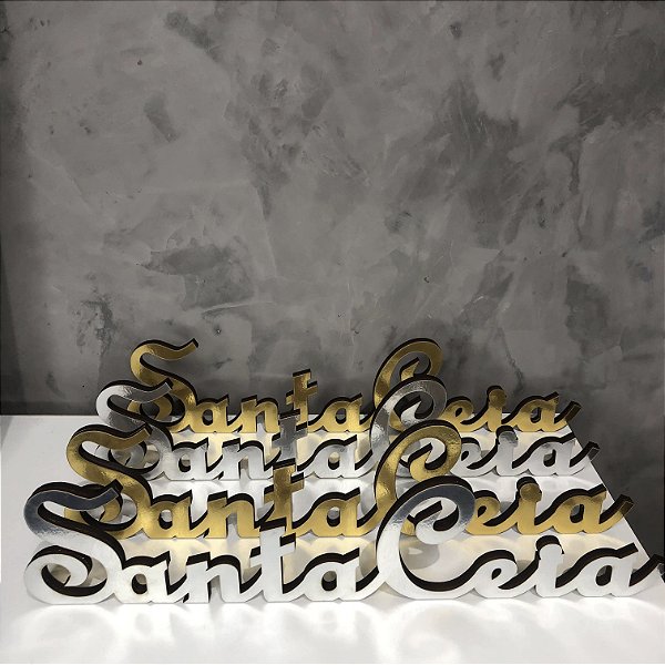 SANTA CEIA Palavra 9mm (45x10cm) MDF espelhado um Elegante enfeite e Decoração Cristão