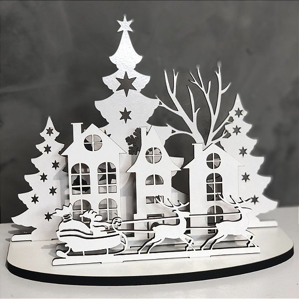 VILAREJO NATAL - Casa natalina - Enfeite natal MDF (20cmx16cm)