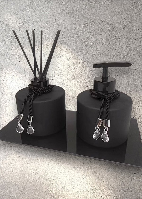 Kit lavabo com difusor de ambiente preto fosco