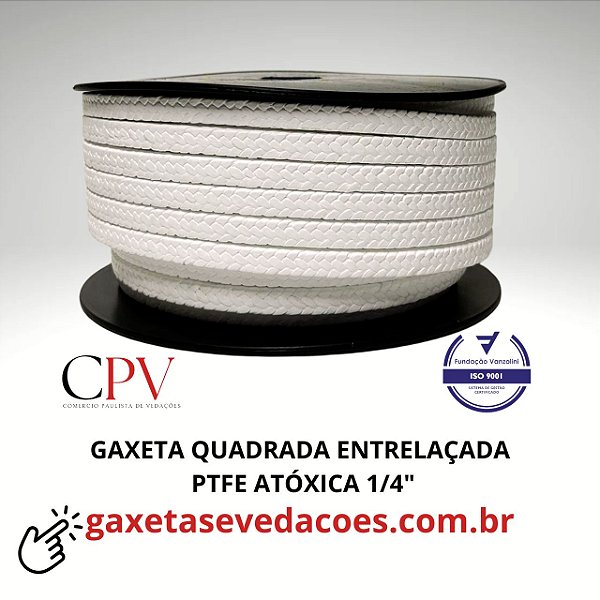 Gaxeta quadrada entrelaçada de PTFE Atóxica de 1/4"