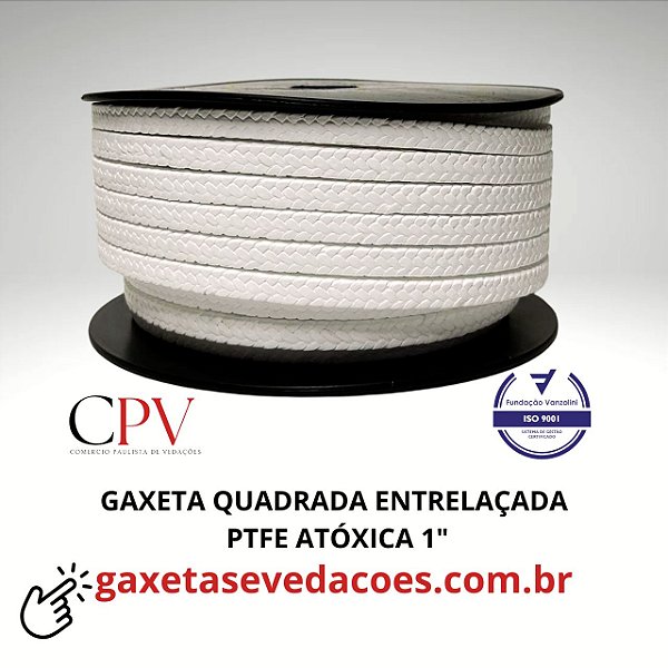 Gaxeta quadrada entrelaçada de PTFE Atóxica de 1"