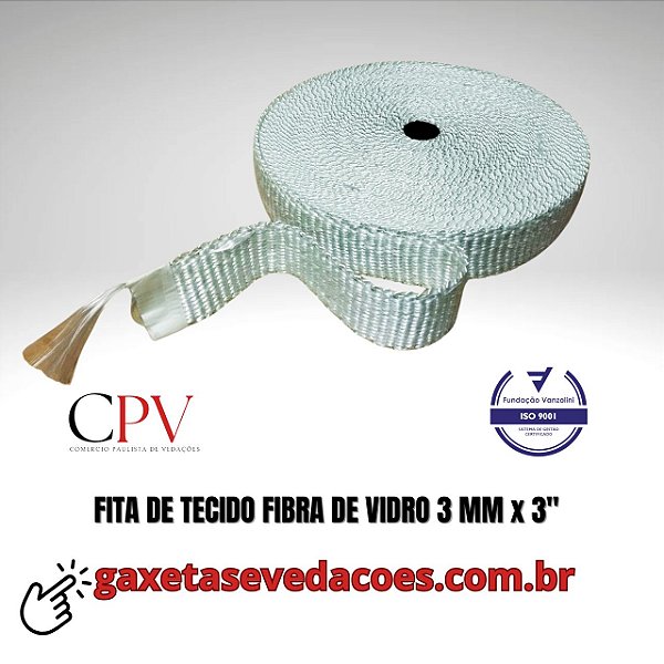 Fita de Tecido Fibra de Vidro largura 3" x 3 mm de espessura