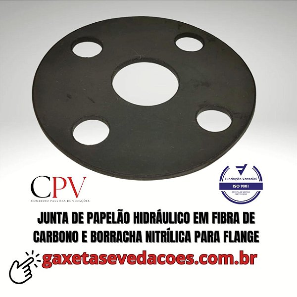 Junta de vedação em Papelão Hidráulico com Fibra de carbono e borracha nitrílica
